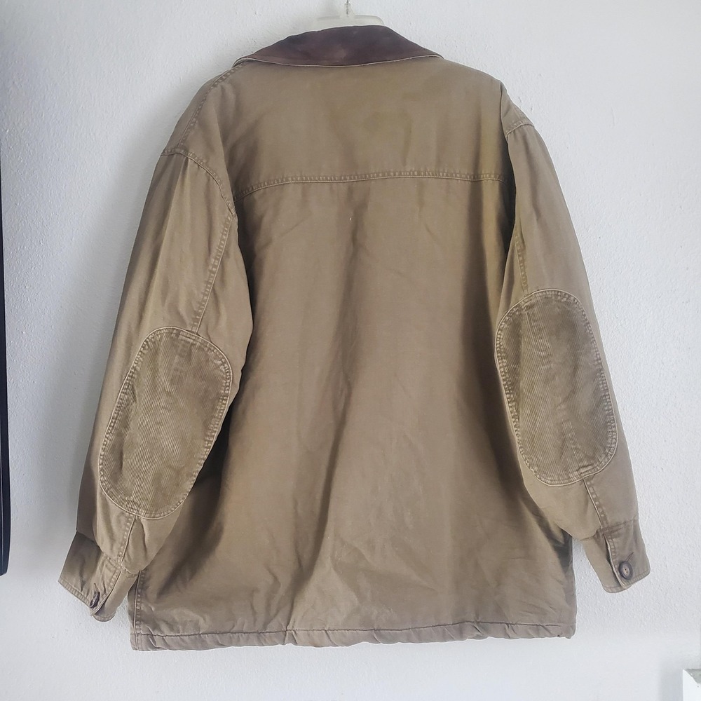 Vtg GAP Jacket Men L Brown Out-Of-Doors Plaid Lined Canvas Leather Collar Barn‎ - Picture 7 of 7
